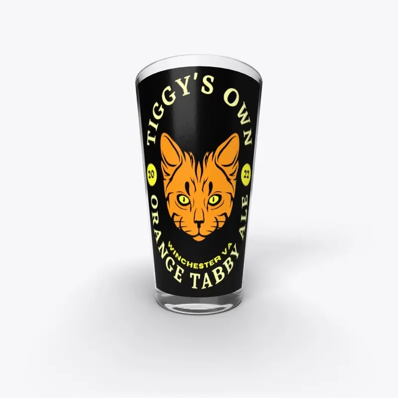 Tiggy's Orange Tabby Ale Pint Glass